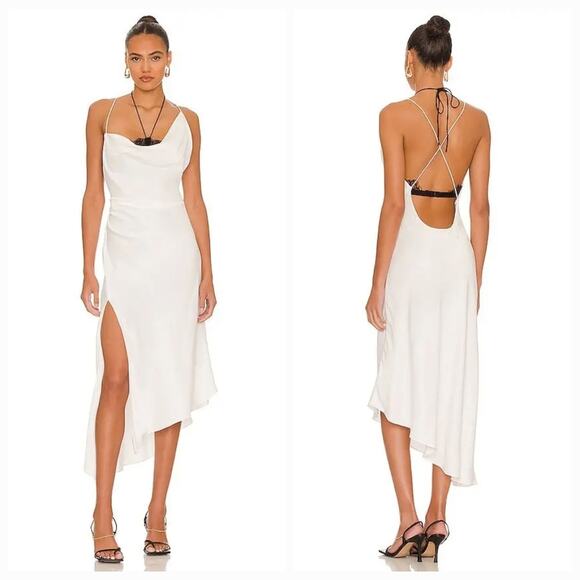 L'Academie Azaria Midi Dress in White & Black - Picture 1 of 12